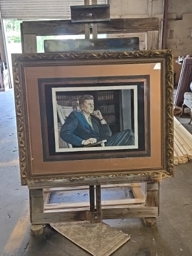 Gouache portrait titled 'President John F. Kennedy' by Merrill W. Thomison