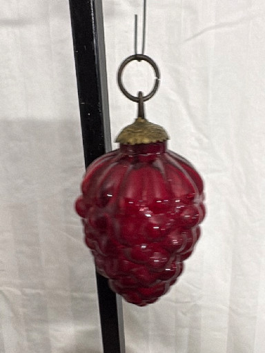 Vintage glass Kugel Christmas ornament in cranberry red, grape cluster form