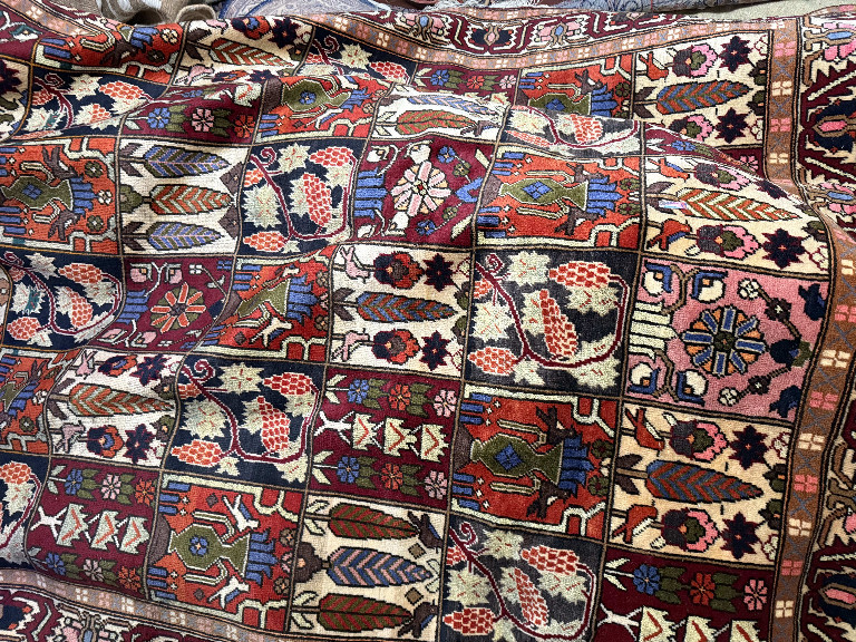 Wool hand-knotted Persian Bakhtiari Garden design carpet