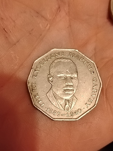 Copper-nickel 50 cents coin featuring Marcus Garvey, issued by Jamaica