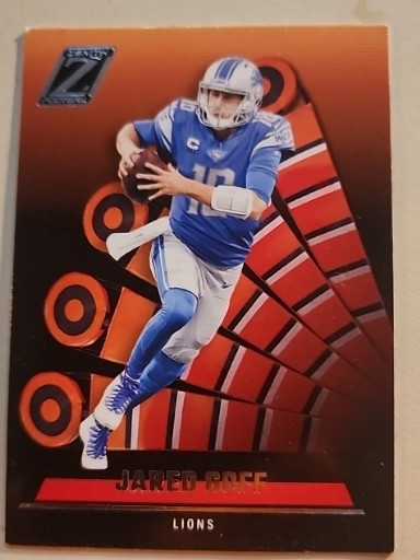 2022 Panini Zenith Football trading card featuring Jared Goff, Red Zone parallel