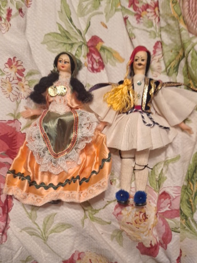 Pair of vintage Greek traditional costume dolls