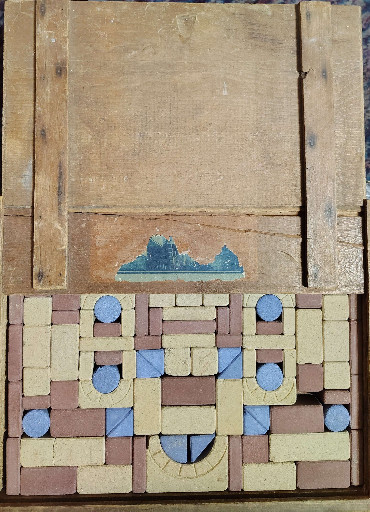 Vintage Richter's Anchor Stone Building Blocks set in original wooden box