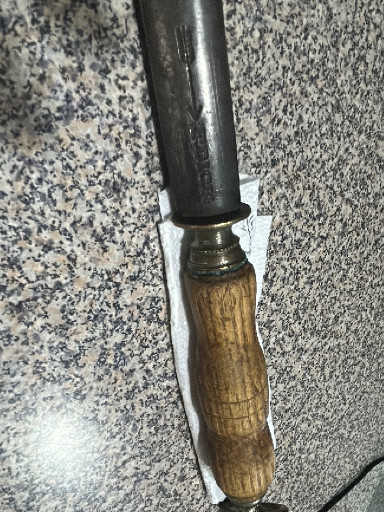 Vintage steel honing rod with wooden handle