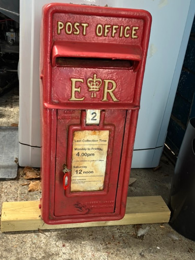 Cast iron Royal Mail post box with ER II cipher