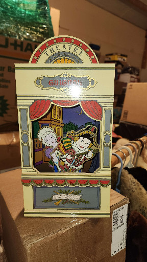 Dollhouse miniature paper theatre titled 'Punch and Judy' romantic scene