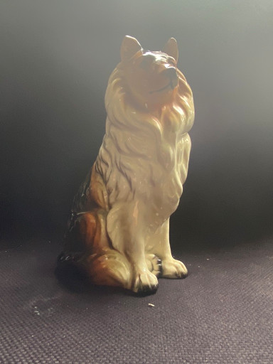 Keramische beeldje van een Collie hond uit de jaren 1960
