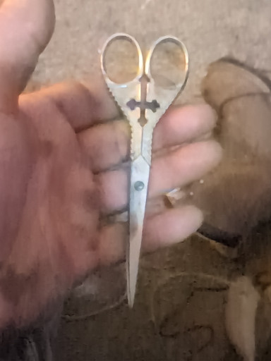 Vintage steel embroidery or sewing scissors with decorative handles