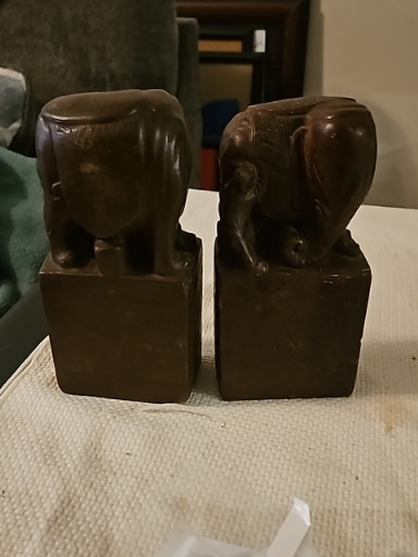 Pair of carved soapstone elephant seals