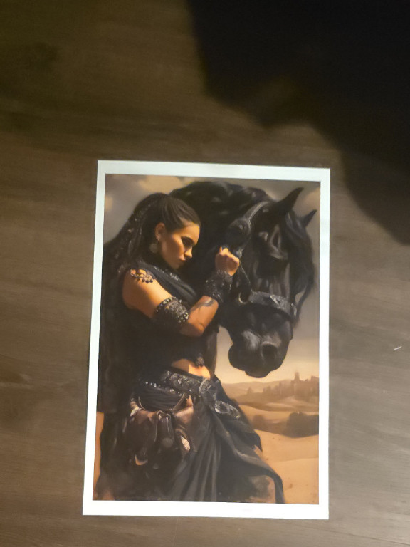 Print of digital artwork titled 'Warrior Barbarian on the Horse'