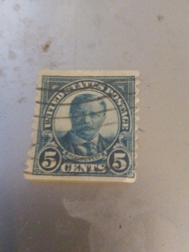 United States postage stamp featuring Theodore Roosevelt, 5 cents denomination