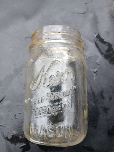 Glass canning jar, Kerr 'Self Sealing' Mason jar