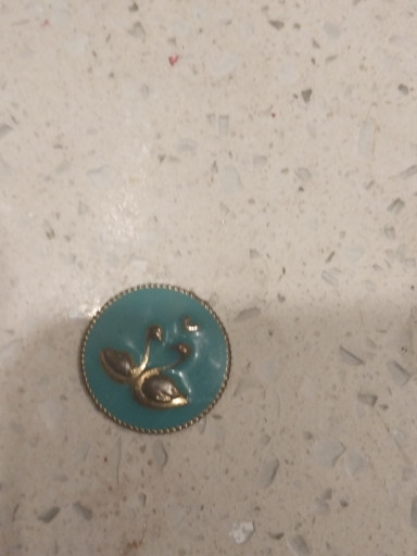 Guilloche enamel button or brooch with floral motif