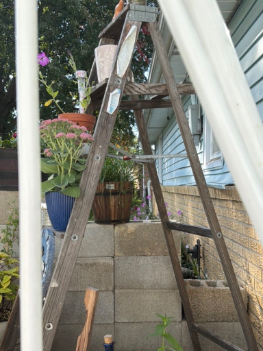 Vintage wooden A-frame stepladder
