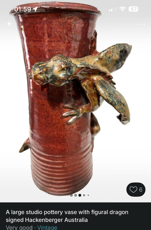 Ceramic vase with dragon figure by Hackenberger Australia