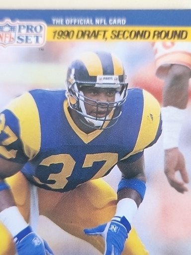 1990 Pro Set NFL trading card #718 featuring Pat Terrell, Los Angeles Rams rookie card