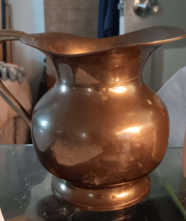 Copper water pitcher with brass handle