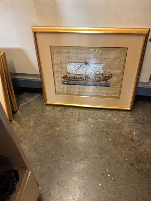 Papyrus painting depicting an ancient Egyptian sailing vessel