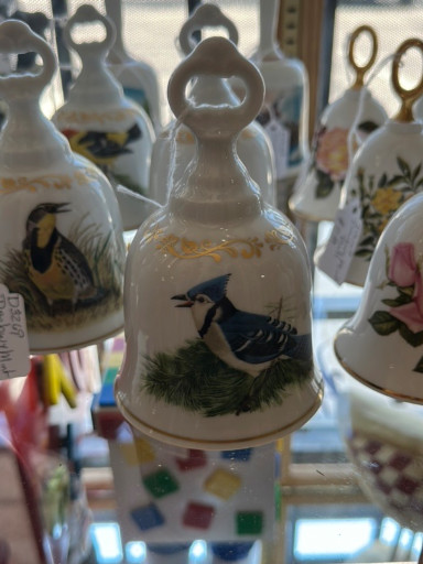 Porcelain collectible bell from 'Songbirds of America' series featuring Blue Jay by Danbury Mint