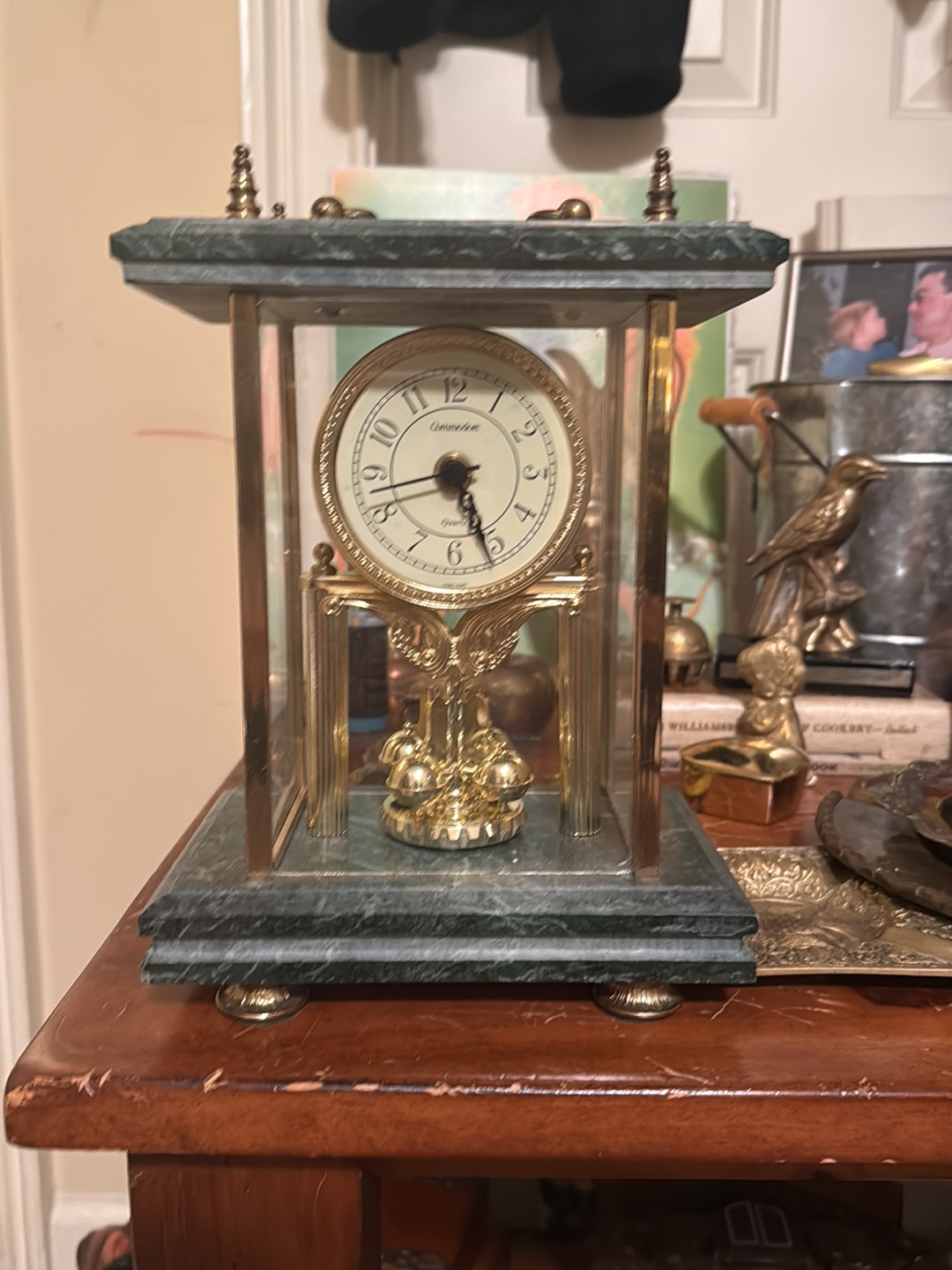 Marble and brass mantel clock by Commodore