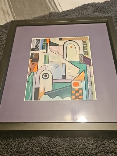 Reproduction print in the style of Fernand Léger, cubist composition