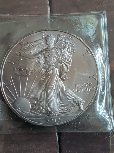 Silver American Eagle one-dollar coin dated 2013