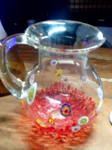 Murano glass pitcher with millefiori decoration