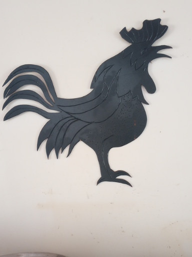 Cast metal rooster wall plaque