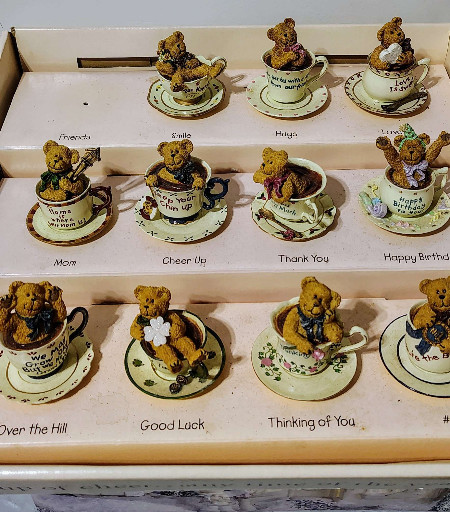 Resin figurine collection titled 'Teabearies' by The Boyds Collection