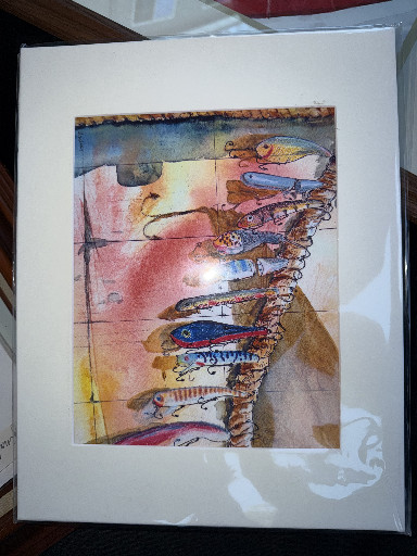 Mixed media abstract painting on paper, unsigned