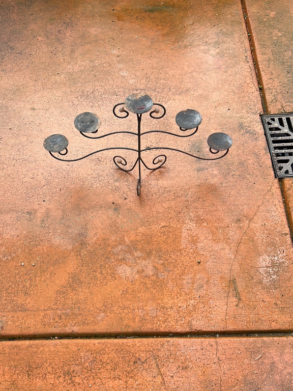 Wrought iron candelabra with five candle holders