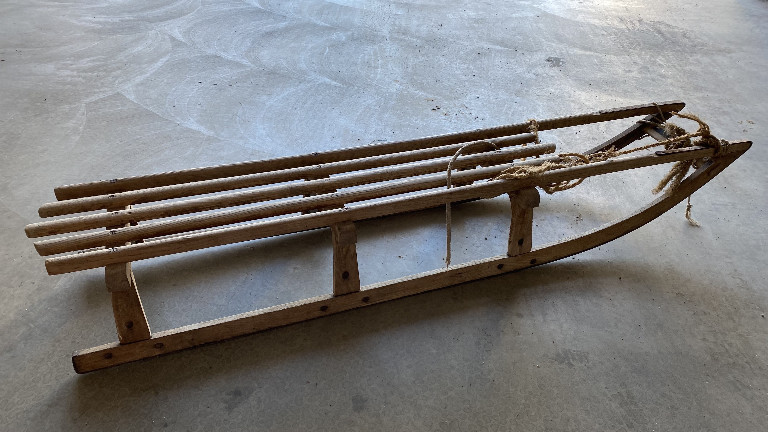 Wooden traditional Norwegian sled from Christiania (Oslo)