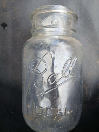 Clear glass canning jar 'Ball Ideal' with wire bail closure