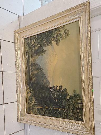 Oil painting on canvas depicting a Hudson River School-style landscape