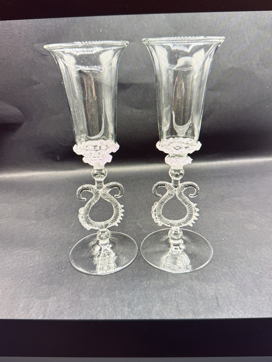 Coppia di calici in vetro soffiato di Murano