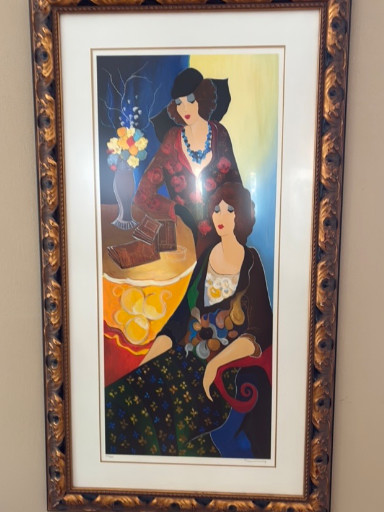 Serigraph titled 'Debbie and Donna' by Itzchak Tarkay