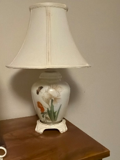 Ceramic table lamp with hand-painted floral design