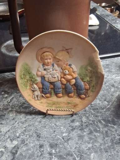 Ceramic decorative plate titled 'A Sunny Day' from the Denim Days collection by Home Interiors (HOMCO)