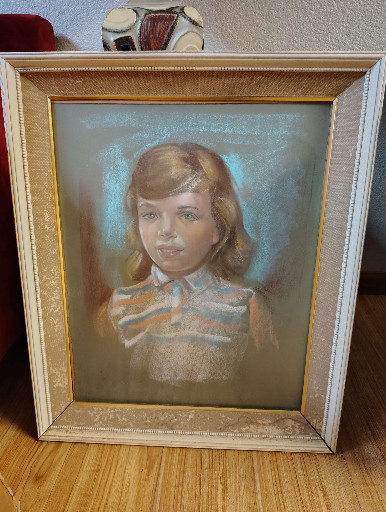 Pastel portrait painting of a young girl by Jay Hyde Barnum