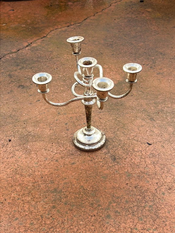 Silver-plated five-light candelabra