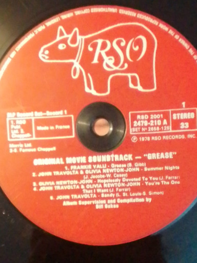 RSO Records vinyl record titled 'Grease - Original Soundtrack From The Motion Picture'