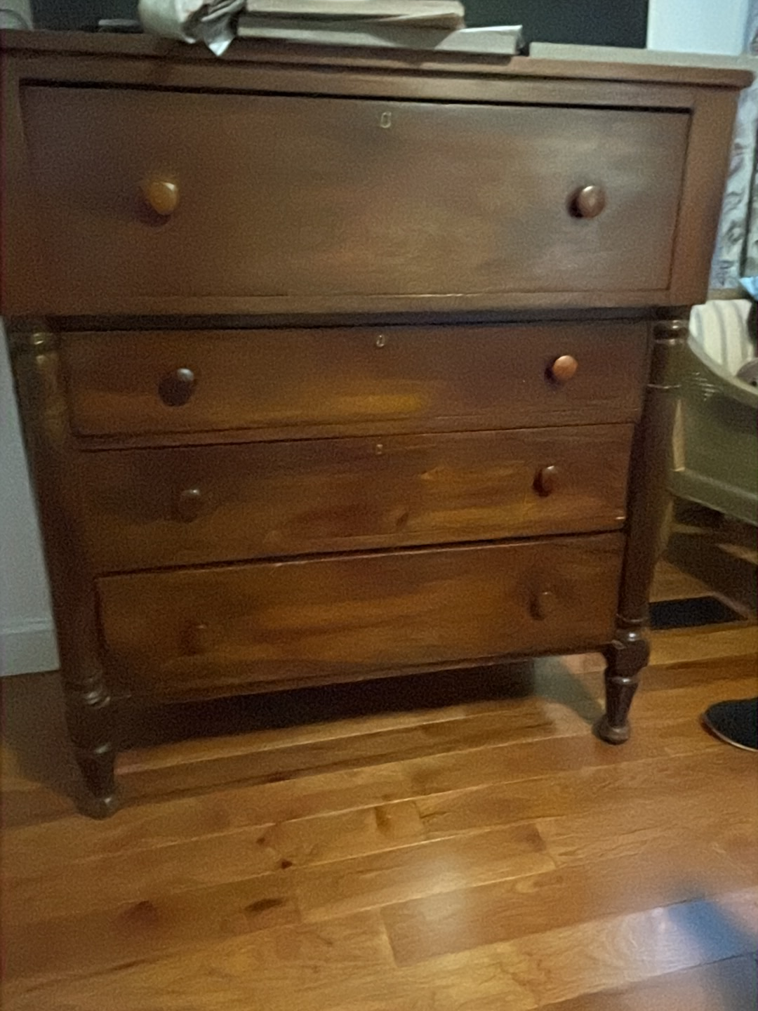 Cherry wood Empire-style chest of drawers