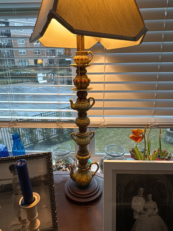 Ceramic table lamp titled 'Tea Service Lamp' by Elk Home