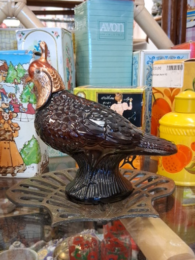 Glass quail-shaped decanter by Avon