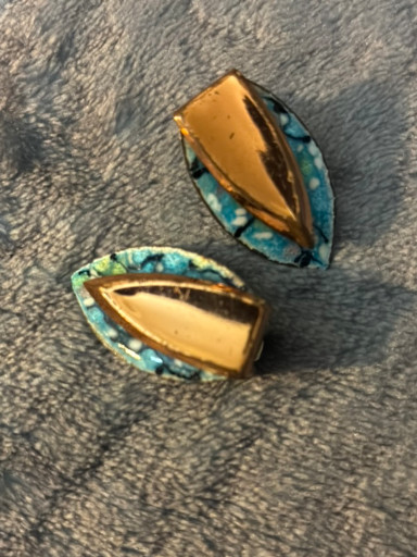 Copper enamel clip-on earrings by Matisse Renoir