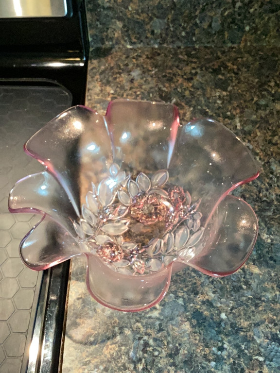 Glass decorative bowl titled 'Rosella' by Mikasa