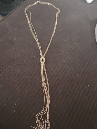 Multi-strand silver-tone lariat necklace