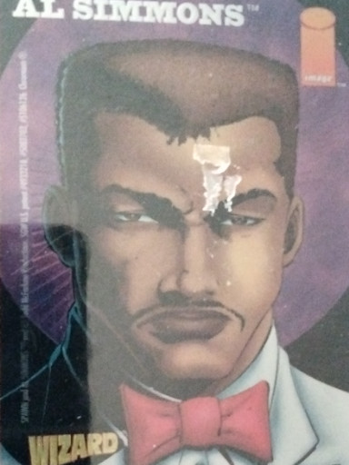1996 Wizard Magazine chromium trading card #5 featuring Al Simmons/Spawn by Image Comics
