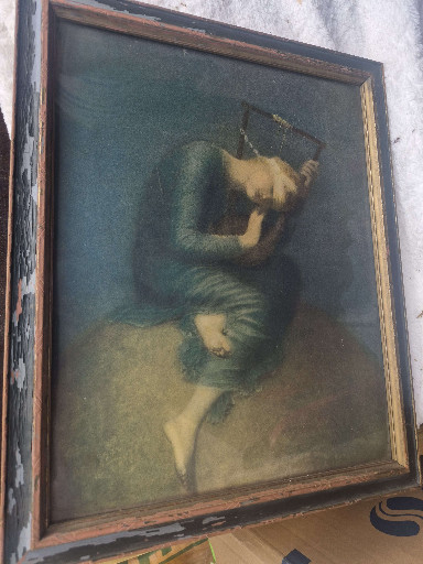 Framed print of 'Hope' after the painting by George Frederic Watts