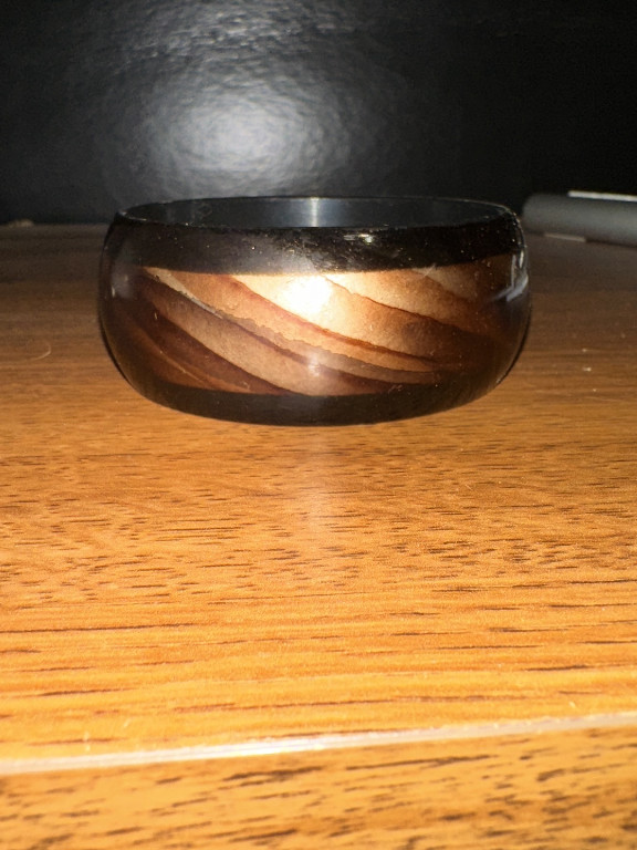 Resin and wood striped bangle bracelet